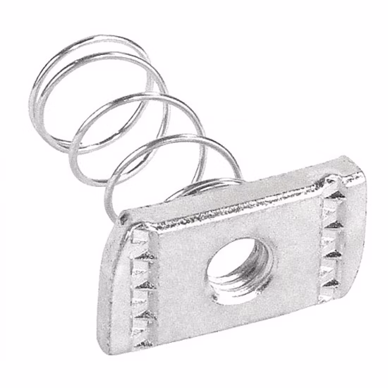 Fabricado na China Aço Carbono Aço Inoxidável Perfil de Alumínio Acessórios Mecânicos Solares Porca com Placa de Mola Zincada